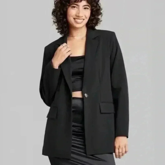 Wild Fable Women's  Black Blazer with Shoulder Pads Size S - Picture 1 of 9